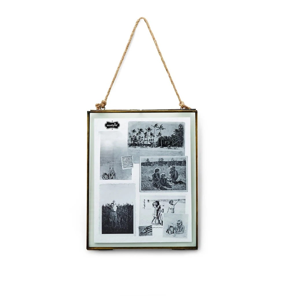 

4 x 6 inch Antique Hanging Glass Brass Vintage Style Photo Frame Home Decor