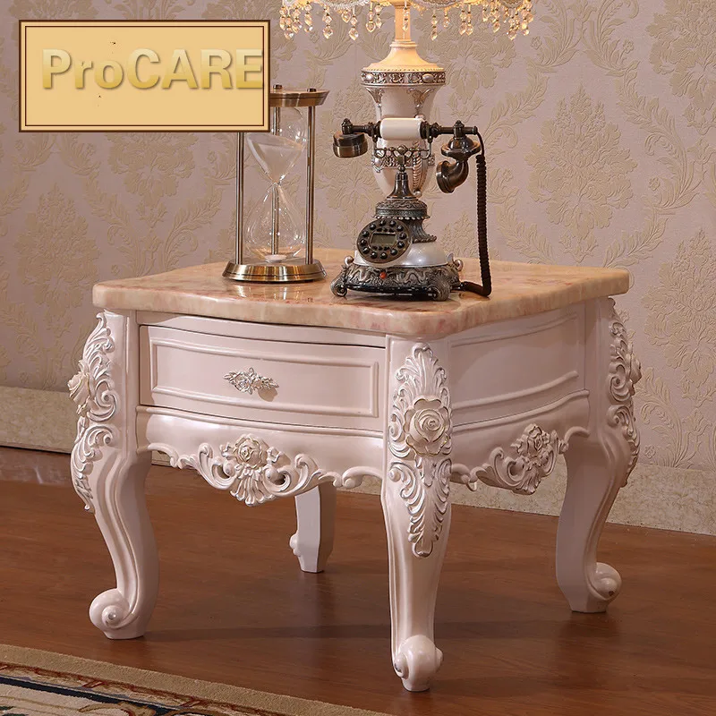European Style Wooden Angle Marble Carved Wood Small Tea Table Telephone Table Living Room Furniture European Style Wooden Angle Marble Carved Wood Small Tea Table Telephone Table Living Room Furniture