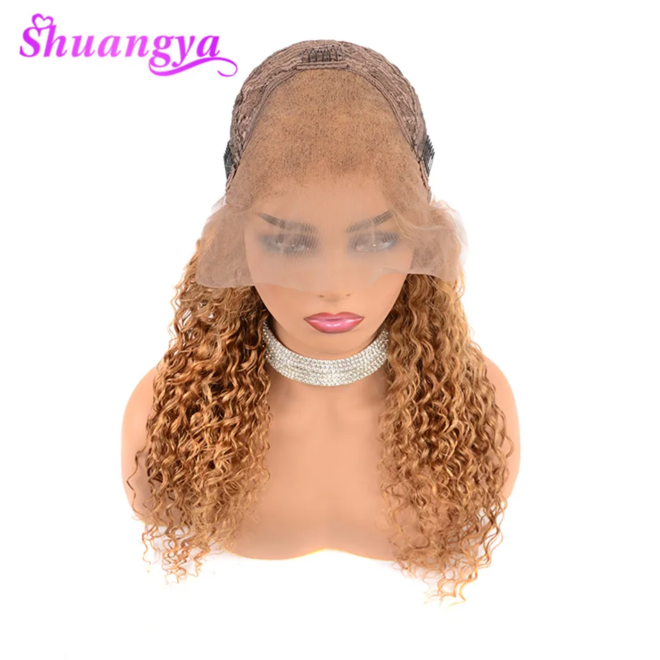 Перуанские медовые светлые волосы 13*4 человеческие волосы на кружеве парики для черных женщин с волосами младенца цвет 27 глубокая волна волосы на фронте шнурка remy