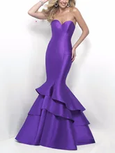 Einfache Lila Formale Abendkleider Kleider Plus Größe Satin Tiered Meerjungfrau Abendkleid Lang vestidos de festa abendkleider 2017
