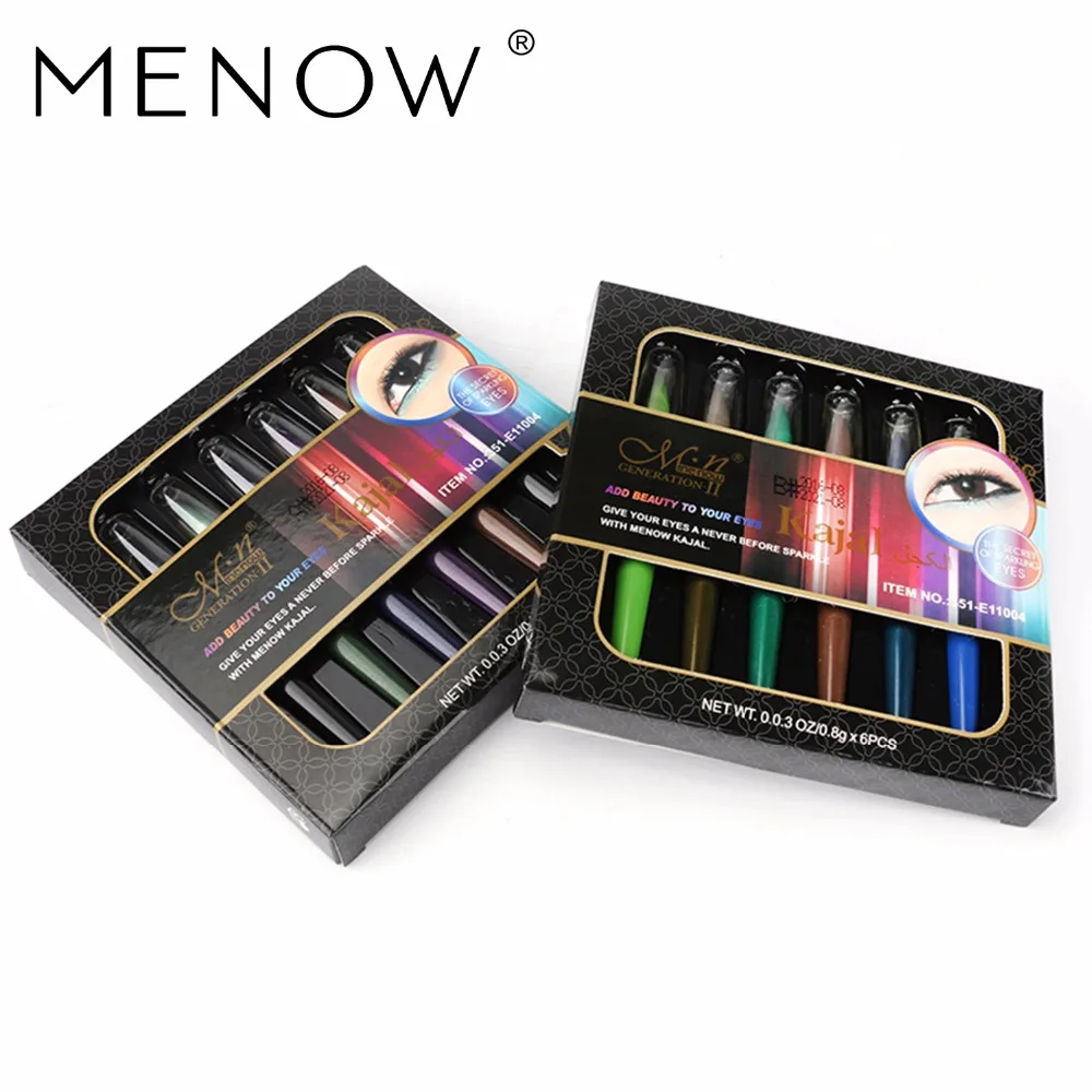 

Menow Makeup set 6 Color Eyeshadow Make up Waterproof Long-lasting Eye Shadow pen Easy to Wear Makeup Brightness Eyeliner pencil