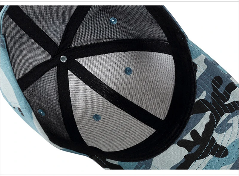 Baseball Cap Men Military Dad Hat Hip Hop Adjustable Curved Bill Blue Cotton Sports Outdoor Accessory (6)