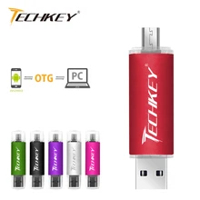 Новинка TECHKEY OTG usb 2,0 32gb usb флеш-накопитель 2,0 64gb флеш-накопитель 16gb memoria cel usb флеш-накопитель в подарок для samsung mobile
