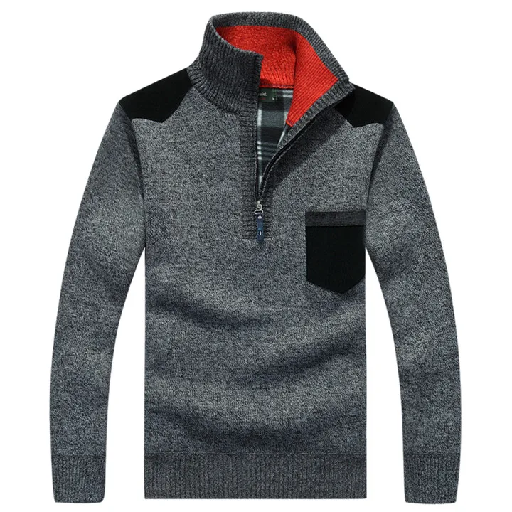 AFS JEEP, мужские свитера,, фирменный пуловер для мужчин, на молнии, Повседневный, вязанный, зимний свитер, водолазка, Мужская одежда, на Рождество - Цвет: Темно-серый
