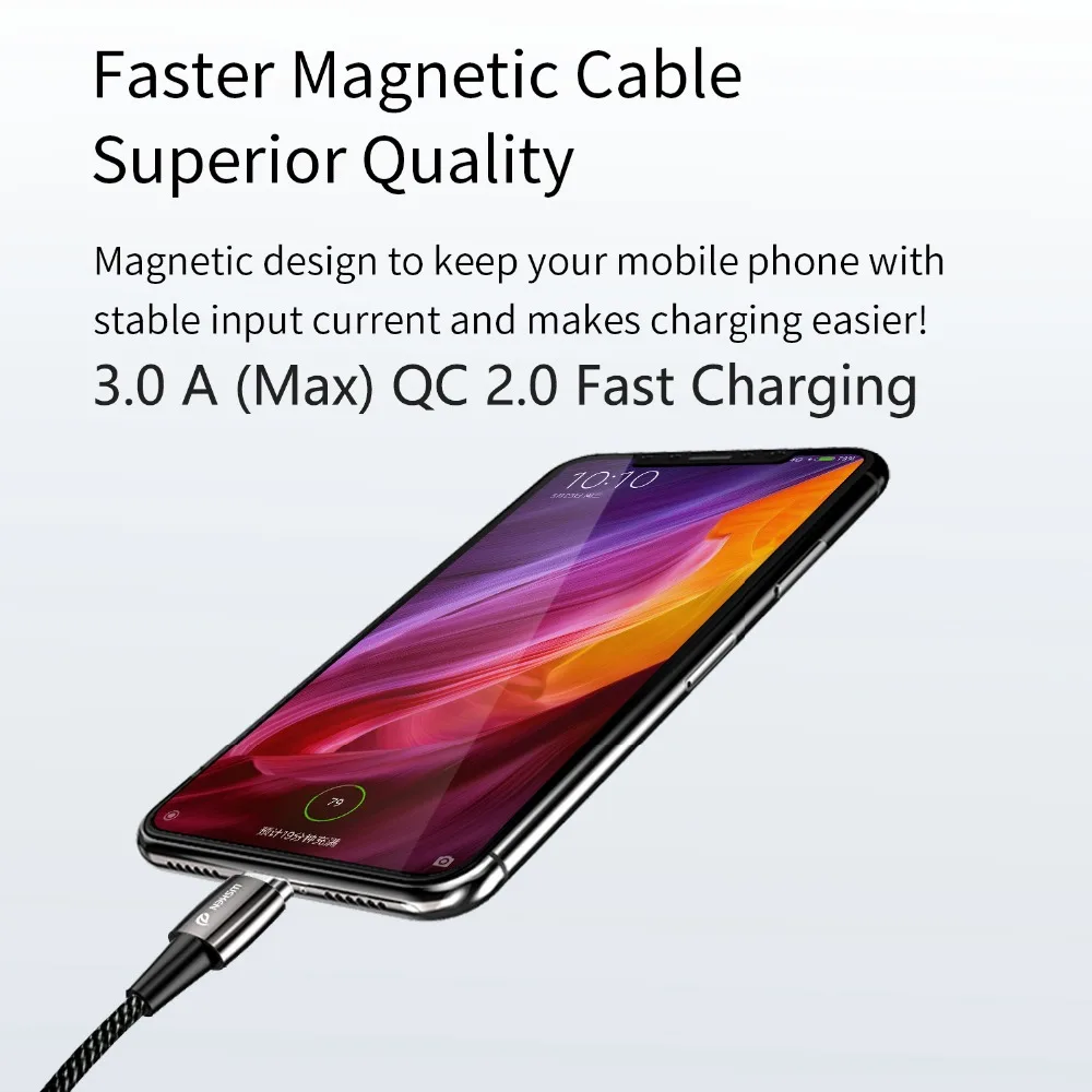 Магнитный кабель WSKEN X1 Pro 3A Micro USB провод для быстрой зарядки с магнитом Samsung Huawei Xiaomi