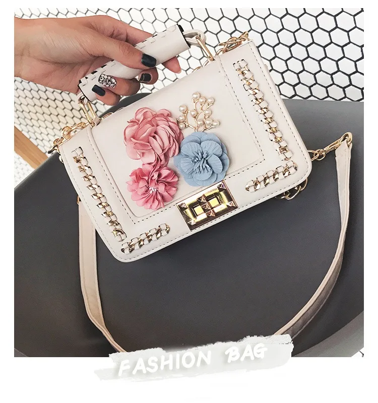 3D цветочный дизайн, женские маленькие сумки для муфт, сумки через плечо, сумки через плечо для девушек, женские сумки через плечо, женские сумки - Цвет: White