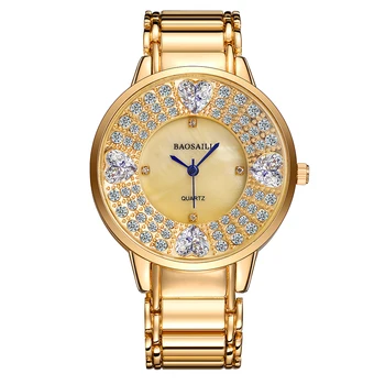 

BAOSAILI Imitation Diamond Women Luxury Watch Stylish Lady Quartz Watches Gold Wrist Clock Dress Waterproof Hodinky Montre Femme