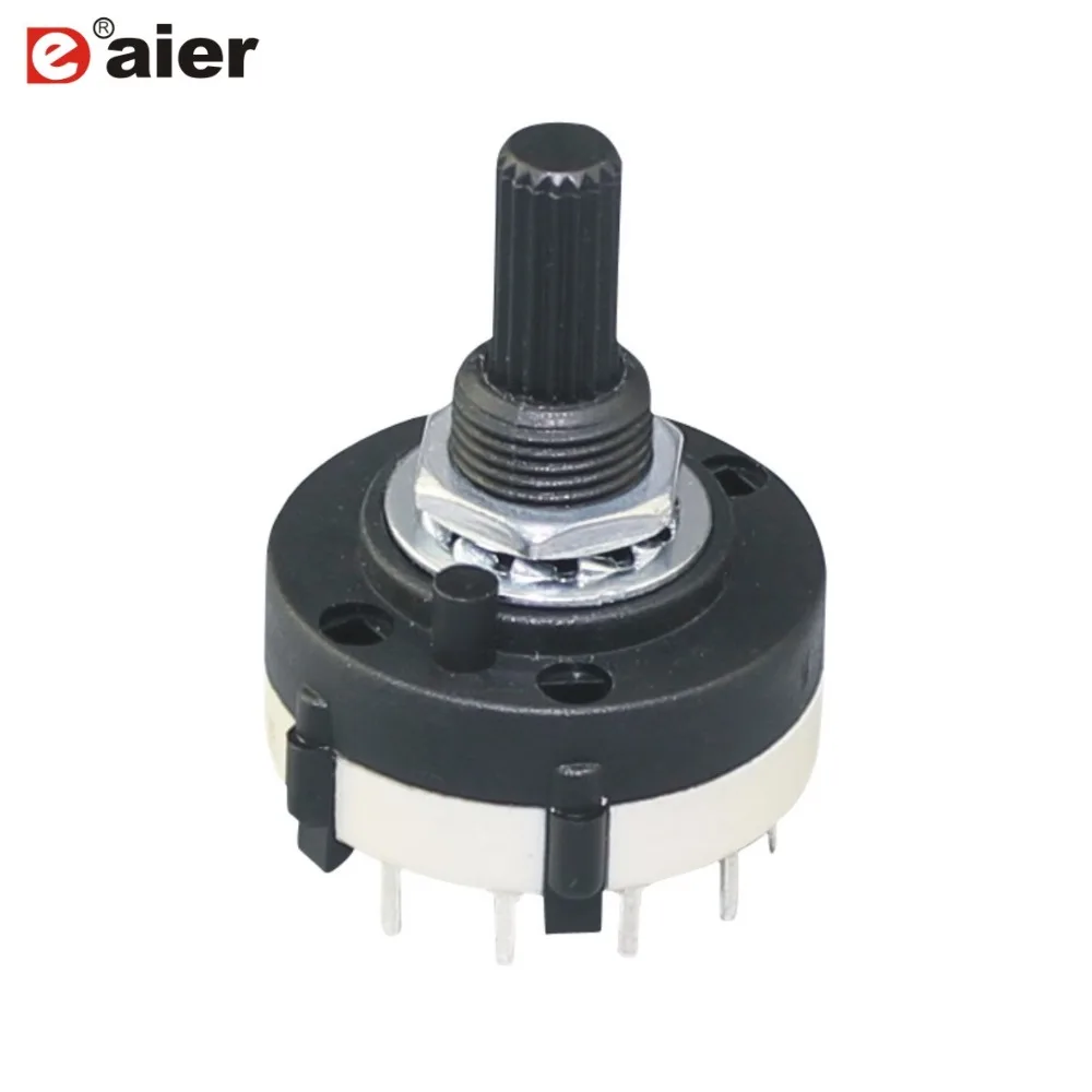 

4PCS Plastic Single Deck Wafer Band Selector Rotary Switch Switch with 20MM 18 Teeth Knurl Shaft 0.3A 125VAC With PCB Terminals