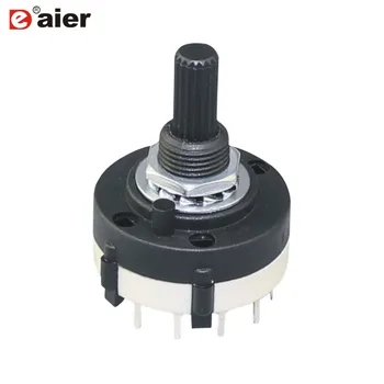 

4PCS Plastic Single Deck Wafer Band Selector Rotary Switch Switch with 20MM 18 Teeth Knurl Shaft 0.3A 125VAC With PCB Terminals