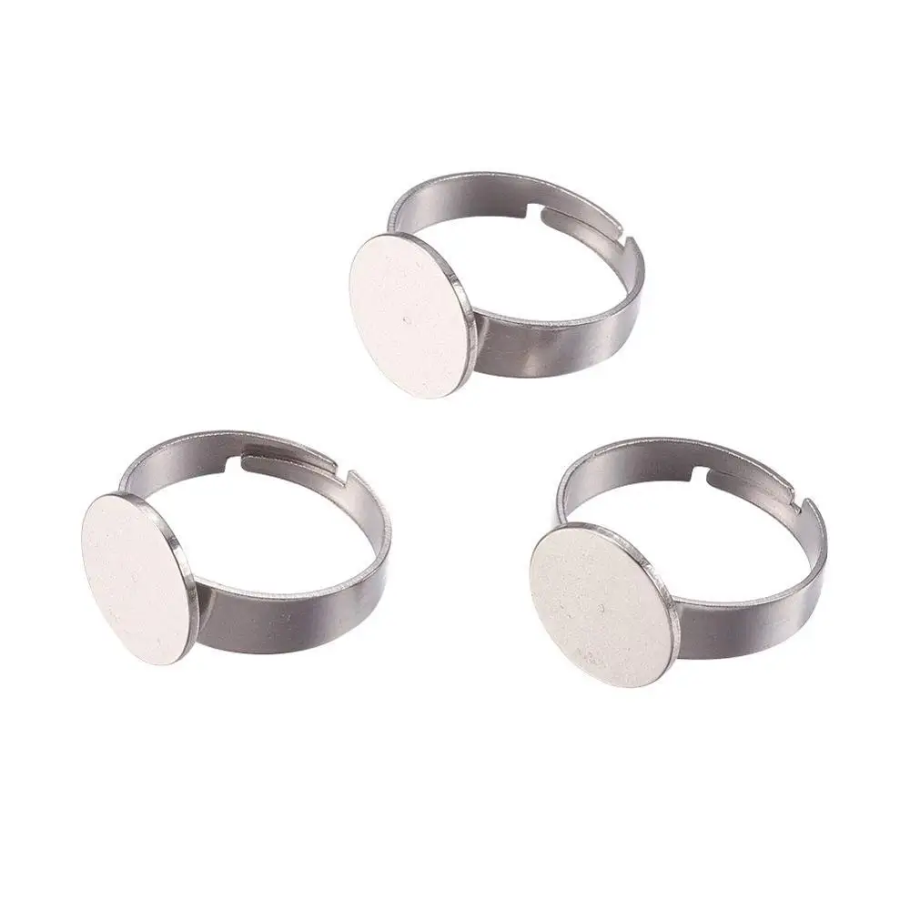 50 шт. Размеры 7 регулируемых 304 Нержавеющая сталь кольца Компоненты фурнитура для кольца настройки аксессуары для ванной комнаты с 8/10/12 мм плоский круглый лоток