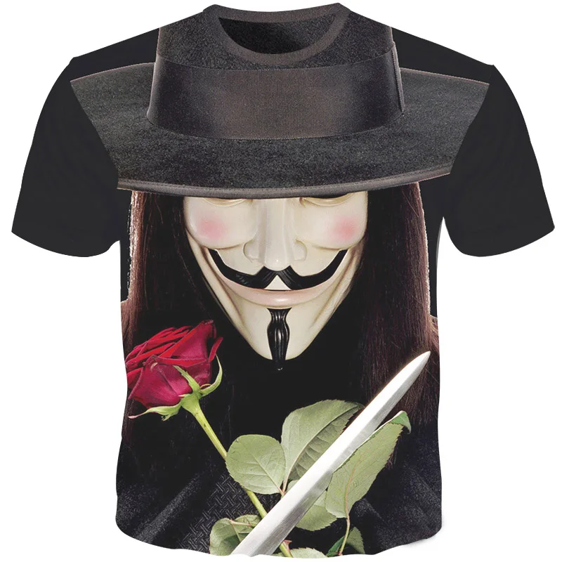 

3D Tshirts Men Clothes 2018 V for Vendetta 3D Print Hip Hop Streetwear Hipster T-shirt Men Women Summer Cool Tops Plus Size 5XL