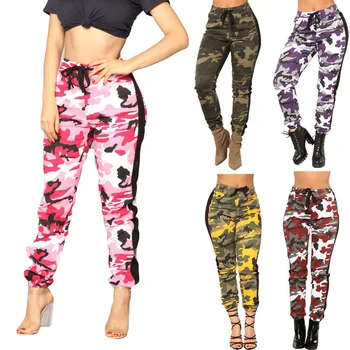 

Women Camouflage Print Pants Elastic Waist Drawstring Slim Leggings Trousers WOMYH0005