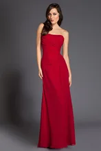 2015 schöne A-linie Ärmellose Bodenlangen Roten Chiffon Abendkleid Lange Trägerlosen Abendkleid Formale Kleid Vestido De Festa F1432