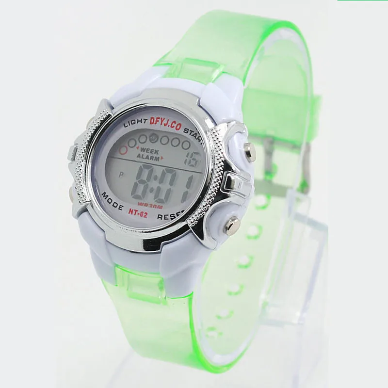 Reloj Digital LED de Color transparente para niños, reloj de pulsera deportivo de silicona, resistente al agua, con alarma y fecha