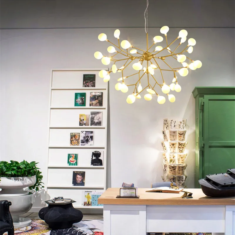 

Nordic Designer Minimalist Led Chandelier Concise Art Tree Leaves Dining Living Room Bar Hanging Light Fixtures Free Shipping