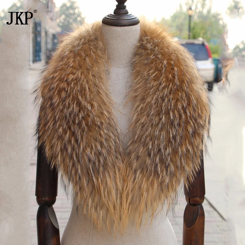 

100% real natural raccoon fur collar fur coat women's sweater neck scarves raccoon fur collar