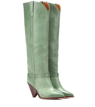 

Abesire New Fashion Woman Brand Designer Spike Heels Slip-on Dress T-stage Shoes For Ladies Solid Pointed Toe Knee High Boots