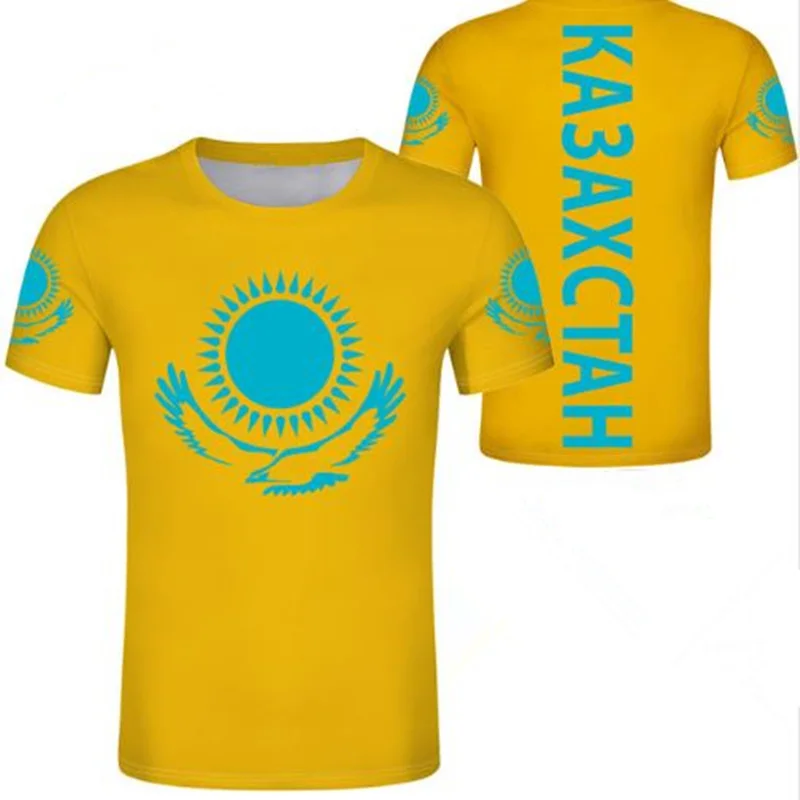 KAZAKHSTAN Мужская футболка с индивидуальным номером имени kaz nation flag kz русский kazakh