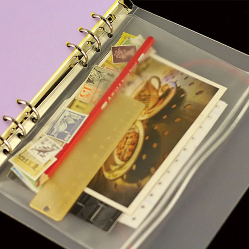 5pcs/lot File Organizer Storage Folder Standard Transparent PVC Loose Leaf Pouch with Self-Styled Zipper Filing Binder Document