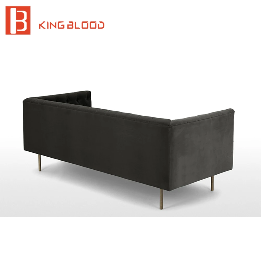 Latest fashion luxury black color velvet sofa set designs for living room