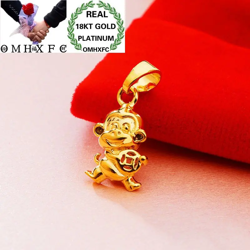 

OMHXFC Wholesale European Fashion Woman Man Unisex Party Birthday Wedding Gift Cute Monkey 18KT Real Gold Charm Pendant PN72