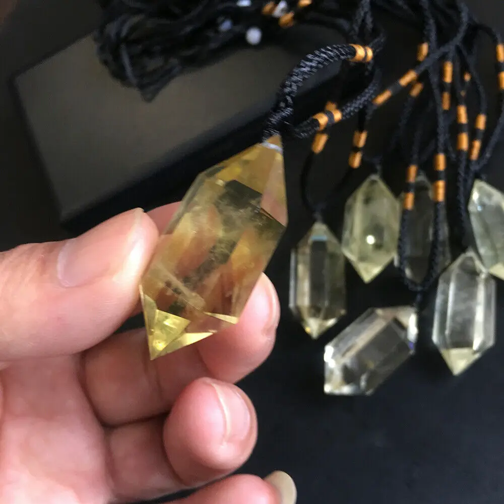 

Natural Yellow Citrine Quartz Crystal Gem Pendant Necklace Chakra Healing Reiki 1pc