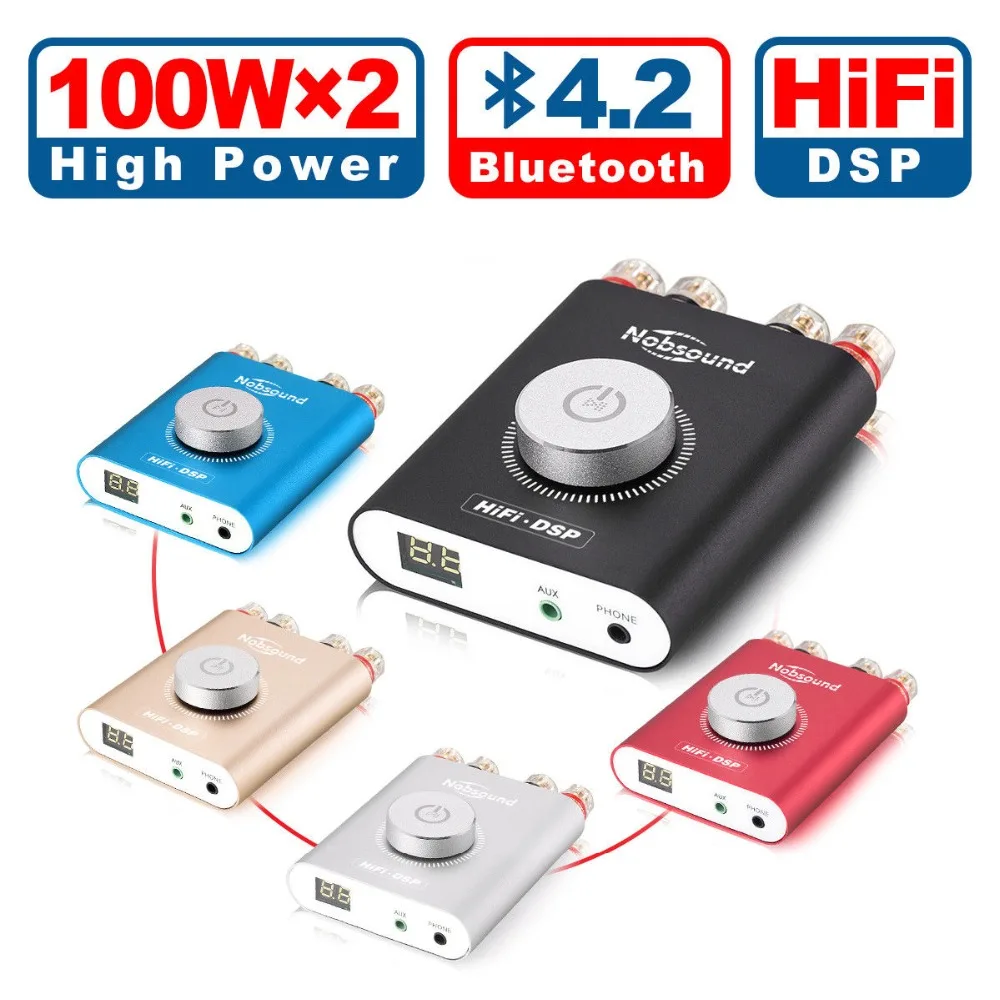 Douk аудио HiFi NS-20G Мини Bluetooth 4,2 TPA3116 цифровой усилитель мощности Hifi DSP стерео усилитель для наушников 100 Вт+ 100 Вт с адаптером