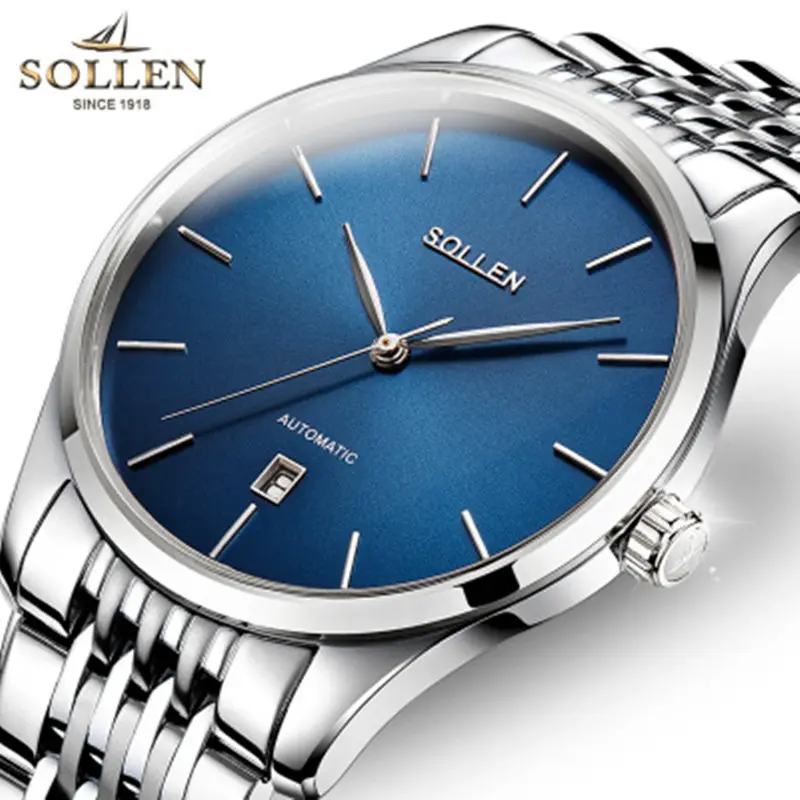 Relogio masculino SOLLEN мужские модные часы в деловом стиле календарь механические