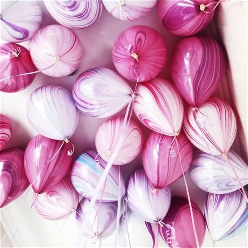 

12pcs 12inch 3.2g Marble Agate Rainbow Round Latex Balloon Wedding Decor Birthday Unicorn Party baby shower Supplies