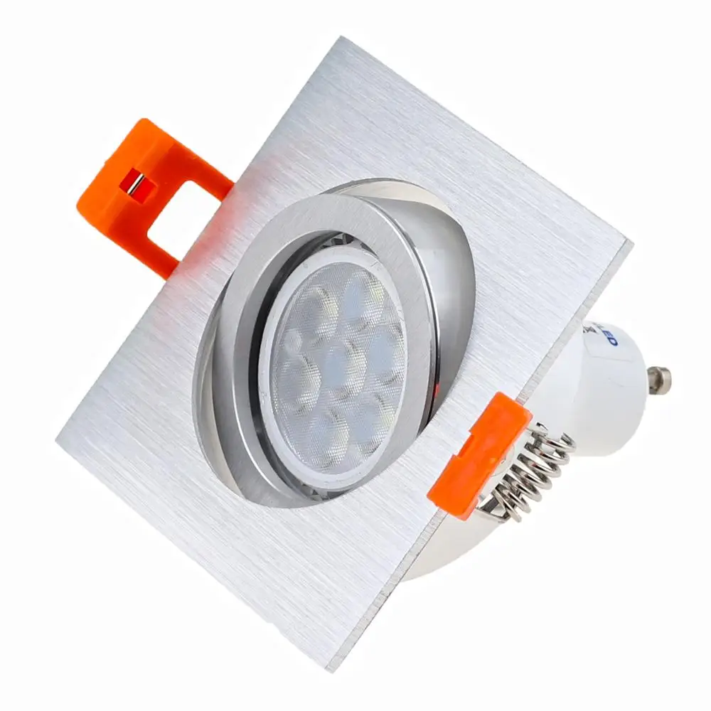 Серебристый квадратный Встраиваемый светодиодный светильник с регулируемой рамкой для GU10 MR16 Светодиодный точечный светильник s вырез 65 мм светодиодный светильник