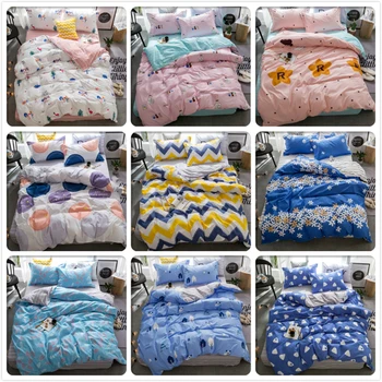 

3pcs/4pcs Bedding Set Kids Child Soft Cotton Bed Linen AB Side Duvet Cover Single Twin Queen King Size 1.35m 1.5m 1.8m 2m Sheet