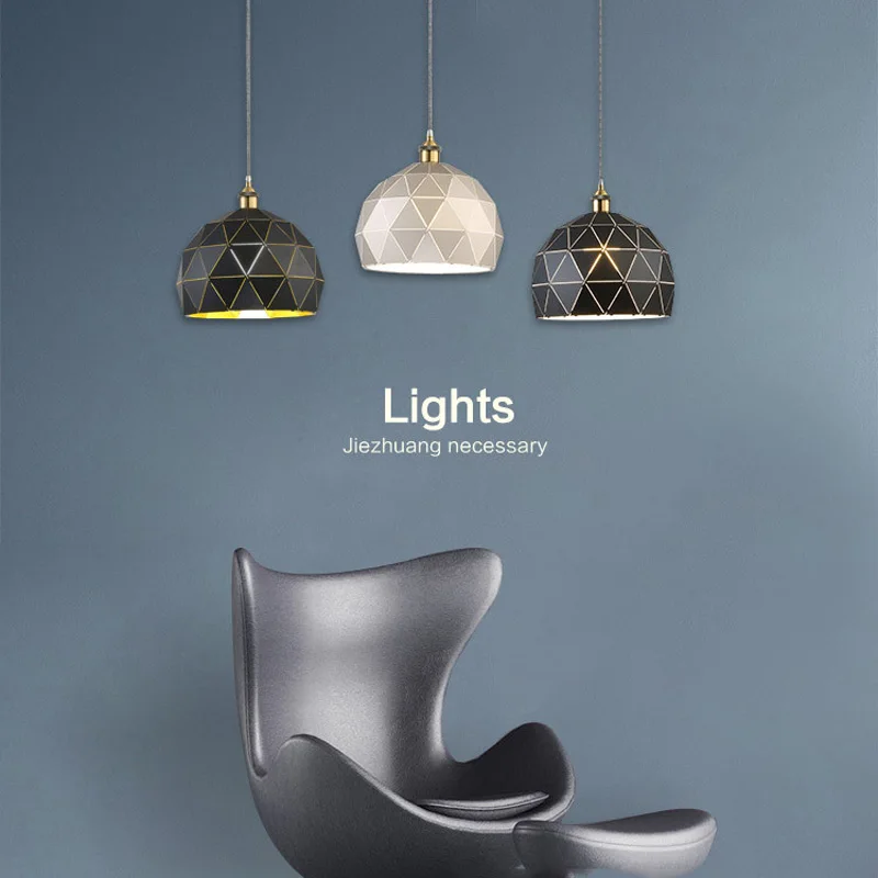 Post Modern Pendant Light Painted Metal Hanging Drop Lights Home Retro Industrial Pendant Lamp Silver Black White E27 E26 Lights (1)