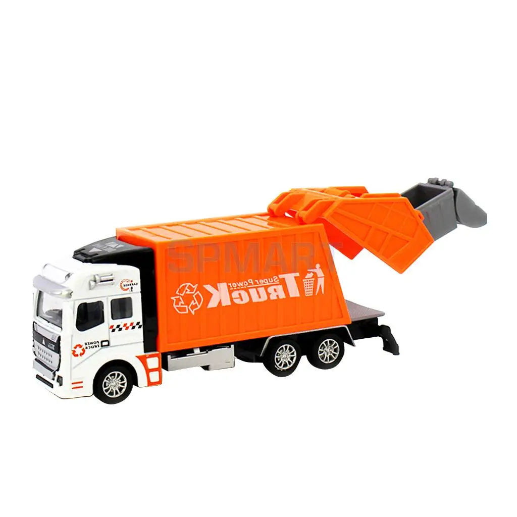 1:32 Scale Die Cast Pull Back Sanitation Engineering Garbage Truck Model Children's Day Birthday Gift Classic Car Toy