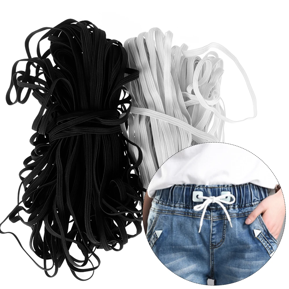 

23m 8mm New Elastic Bands Spool Sewing Flat Cord White Black Rubber Stretch Rope Handmade Rubber Stretch Band