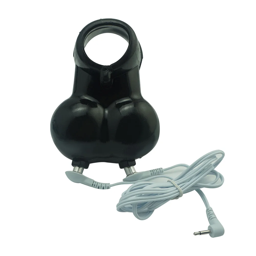 New electric shock silicone Scrotum penis Squeeze Cock Ring Ball Stretcher Chrome finish chastity bondage male electro sex toy New electric shock silicone Scrotum penis Squeeze Cock Ring Ball Stretcher Chrome finish chastity bondage male electro sex toy