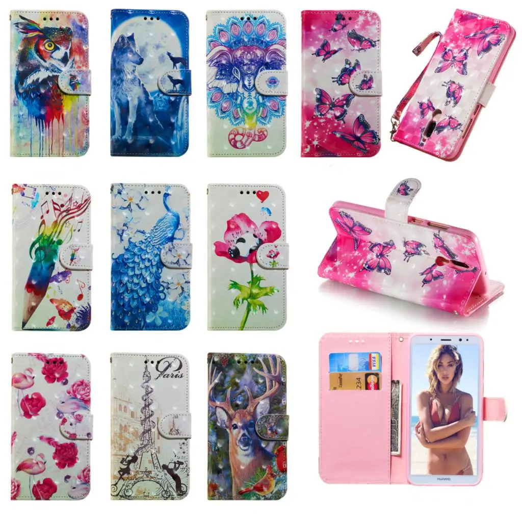 Чехол-книжка для Samsung Galaxy A6 A7 A8 2018 Note 8 9 A920 A720 J710 A3 A5 2017 S7 S8 S9 S10 Lite Plus с изображением