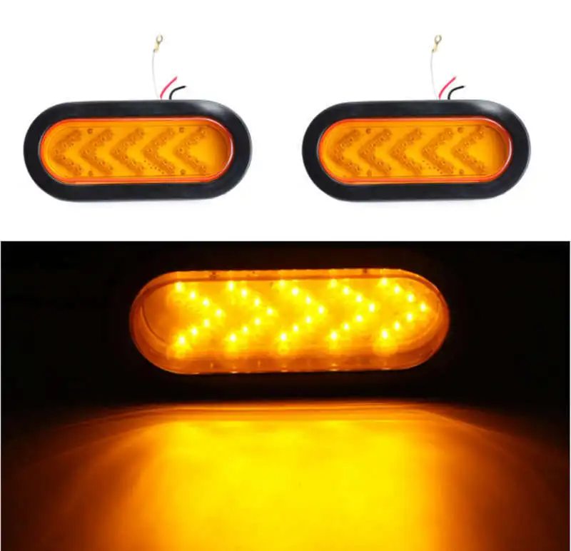 

Keyecu Amber Sequential ARROW TURN SIGNAL (35 LED) Oval light - SEMI TRUCKS with Coil will fit the standard oval grommet