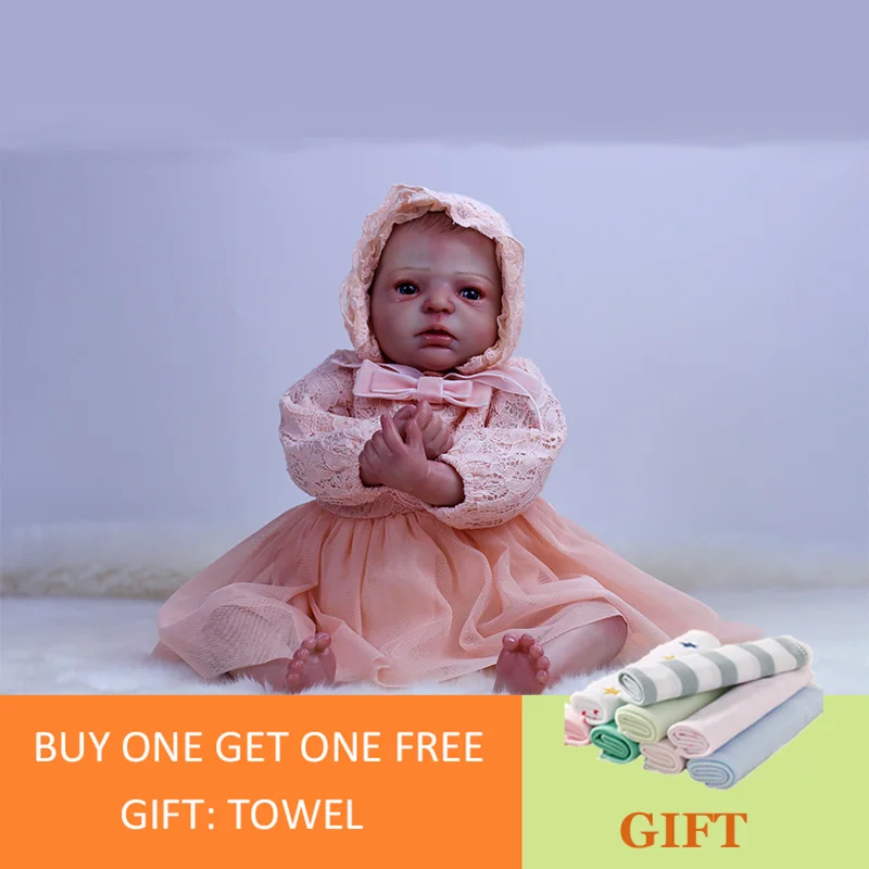 

22 Inch Reborn Baby Doll Simulation Life Like Baby Doll Hand Make Soft Rubber Cotton Body Reborn Toddler Toys For Children