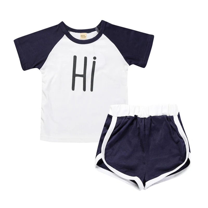 

Cotton Kids Clothes Sets Casual Baby Girl Summer Clothes Short Sleeve Tops+Shorts 2 Pcs Children Boys Clothing 1-6 Years