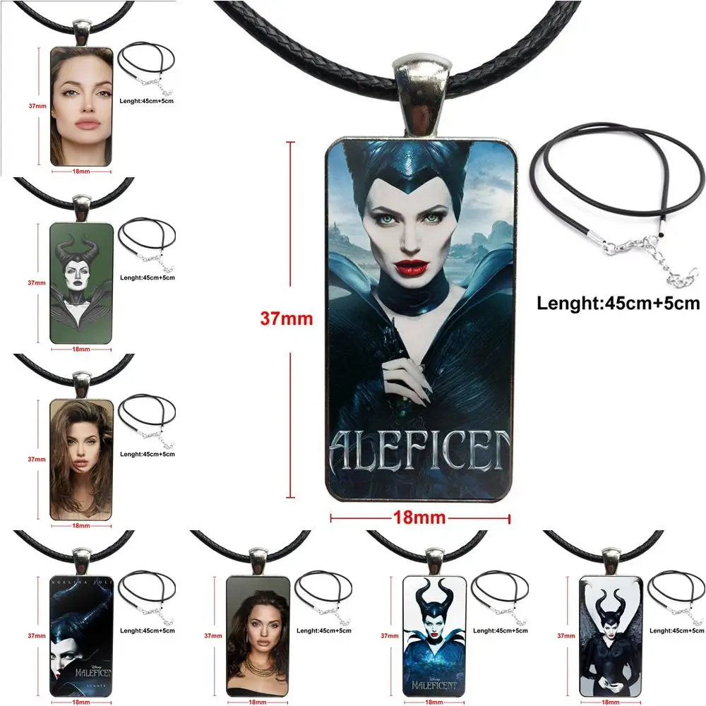 Angelina Jolie Maleficent Horns стеклянный кабошон колье прямоугольное ожерелье стальные