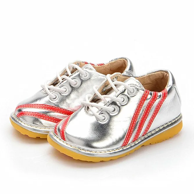 1 3Y Sliver with Red Strapes Baby Boy Sport Style Lace Shoes