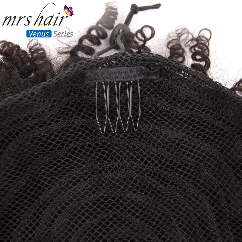 MRS HAIR High Puff афро кудрявый парик конский хвост " 8" шнурок remy Волосы Короткие афро кудрявый пони хвост клип в наращивание волос