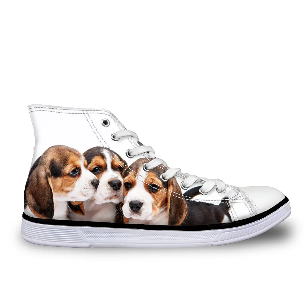 

High Top Vulcanize Shoes Women 3D Cute Puppy Dog Printing Casual Lace-up Canvas Female Leisure Shoes Student Girls
