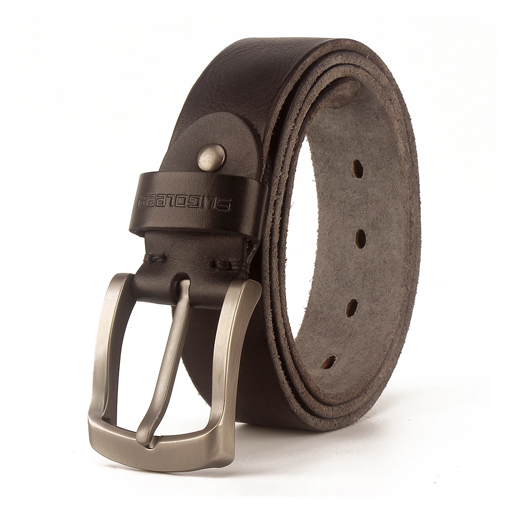 

SLiGOLEEE Belts for Men Luxury Designer Strap Full Grain Leather Soft Brown Belt Cowboy Masculino Ceinture 2018 hot Men Belt