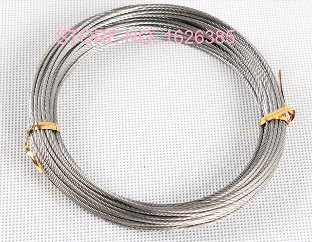 2pcs, 8M, 10M, 12M, 1.5MM 7X7, 304 Stainless steel wire rope fishing cable  clothesline traction wire clamp