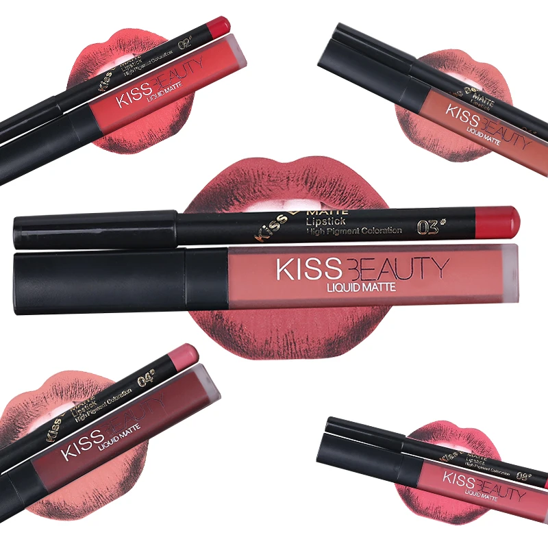 brand kiss Beauty matte Liquid Lipstick Lips Pencil mate cosmetic