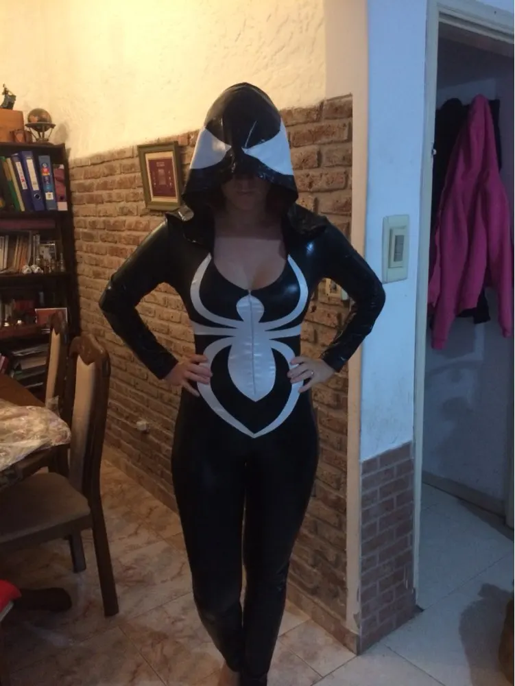 Spiderman Women Costume Black Spider Zentai Suit Sexy Women Halloween Costume 2017 Ladies Hood Venom Spider Jumpsuit (13)
