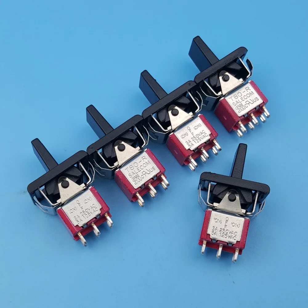 

5Pcs SH R8018A 6Pin Momentary MOM-OFF-MOM DPDT Mini Paddle Toggle Switch