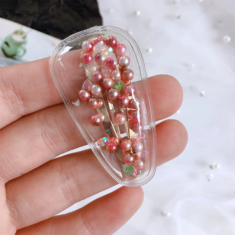 New Fashion Cute Hair Clip Bobby Pins Kids Girl Hairpin Accessories for Children Transparent Pearl Sequins Baby Girl Stream Clip