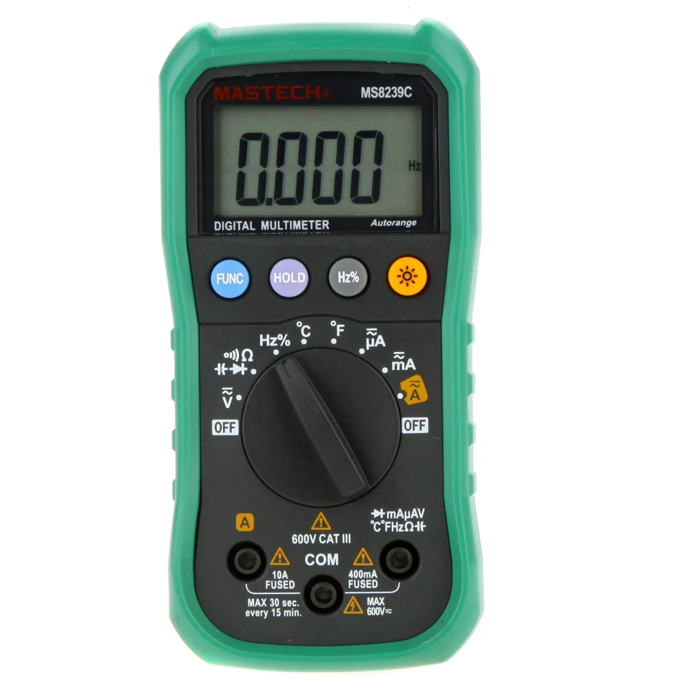 

Auto range Handheld 3 3/4 Digital Multimeter Mastech MS8239C AC DC Voltage Current Capacitance Frequency Temperature Tester